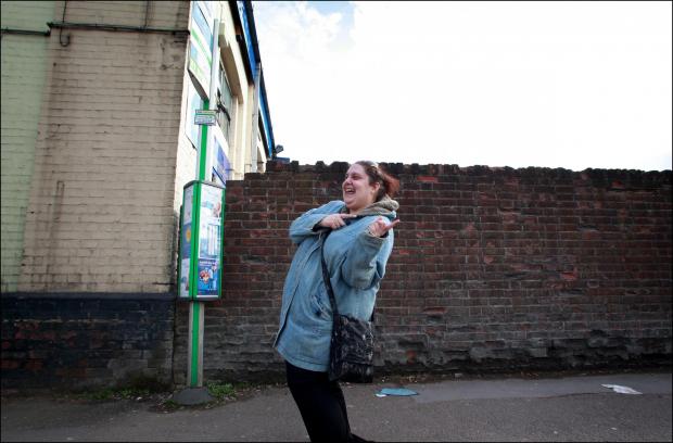 Daily Echo: Eastleigh's got talent dancing queen Ellie Cole, the internet sensation shows her moves waiting for her bus on Bishopstoke Road. Wednesday 17th April 2013.